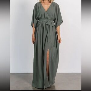 Kimono Maxi Dress - Dark Green